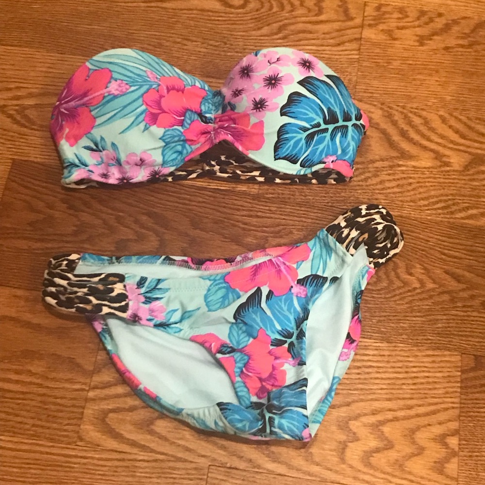 Floral cheetah bathing suit